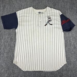 Vintage Bugs Bunny Looney Tunes Shirt Mens Medium Pinstripe Henley Baseball 90s